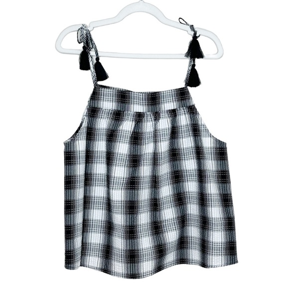 NWT BB Dakota Steve Madden Large Plaid Tassel Tank Top - Picture 3 of 8